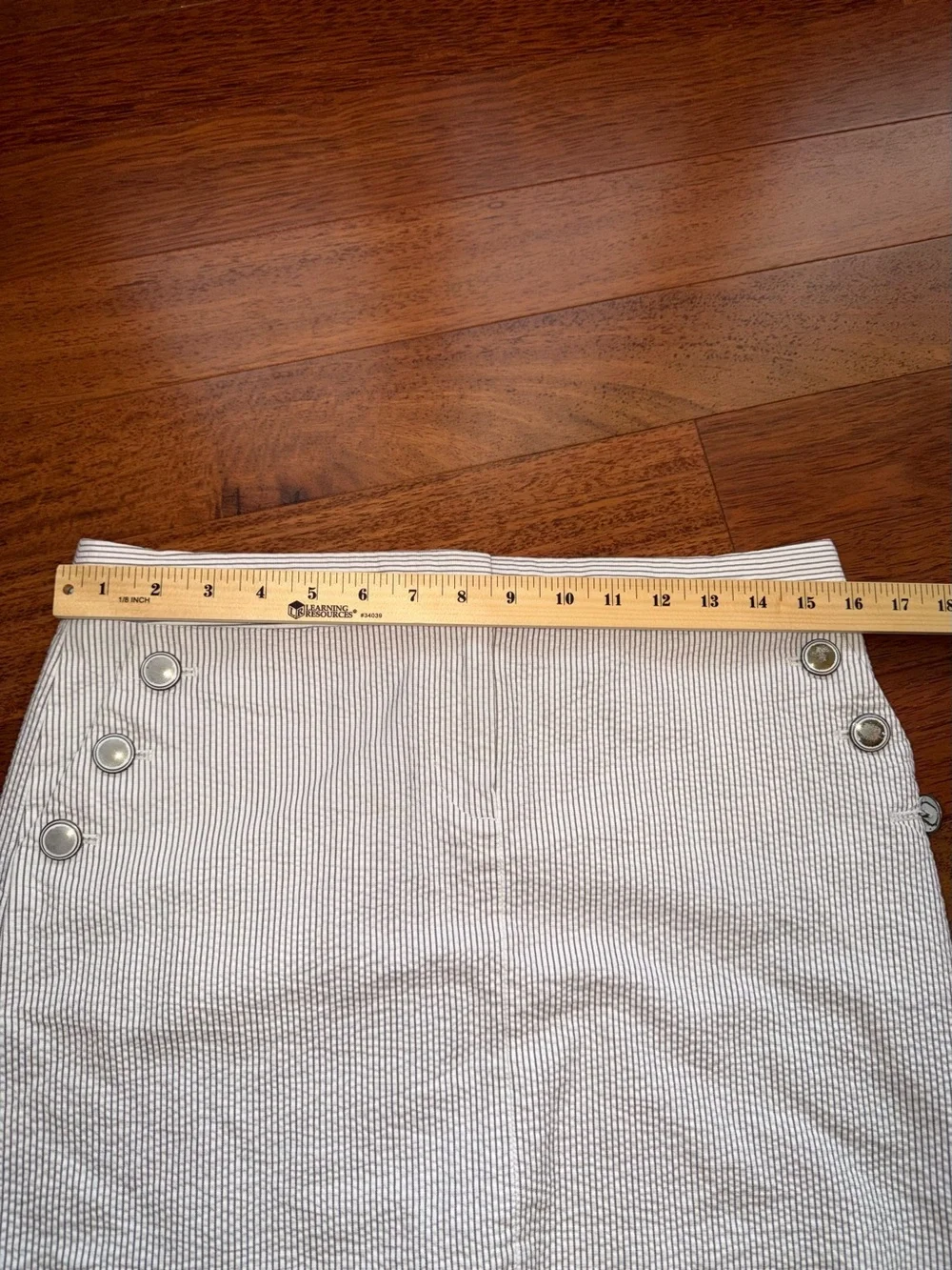 J. Crew white and Gray Striped Seersucker Mini Skirt